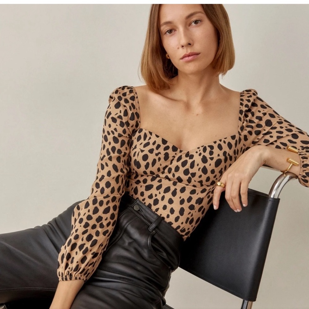 Reformation cheetah print shirt